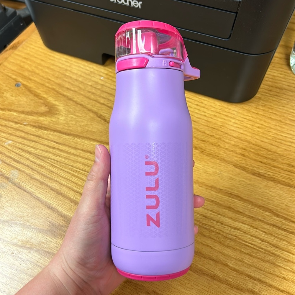Zulu brand 14 oz metal water bottle pink and purple color